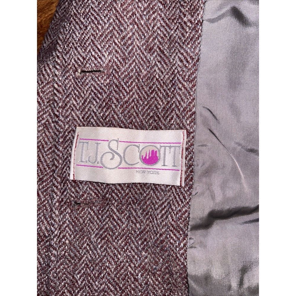 TJ Scott New York  Wool Blazer made in Poland vintage Maroon & Gray Sz 3/4 Women - Picture 4 of 9
